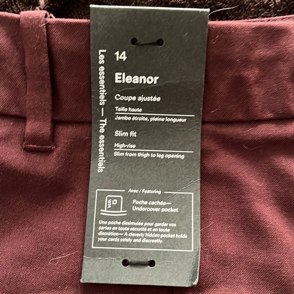 Frank & Oak Eleanor slim fit, high rise pants in size 14. Eggplant color. - Picture 6 of 6